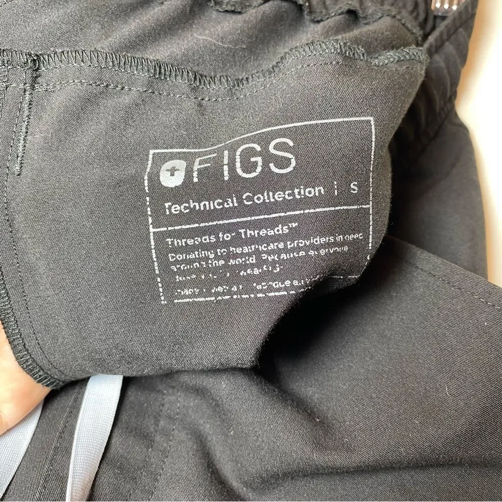 FIGS Men’s Tansen Jogger Drawstring Waist Scrub Pants Black Sz Small